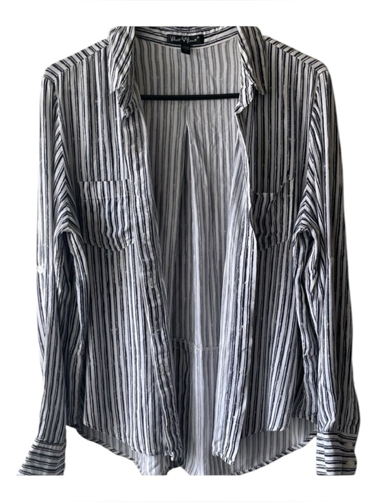 Velvet Heart Tops - Velvet Heart Black and White Striped Button Down Shirt